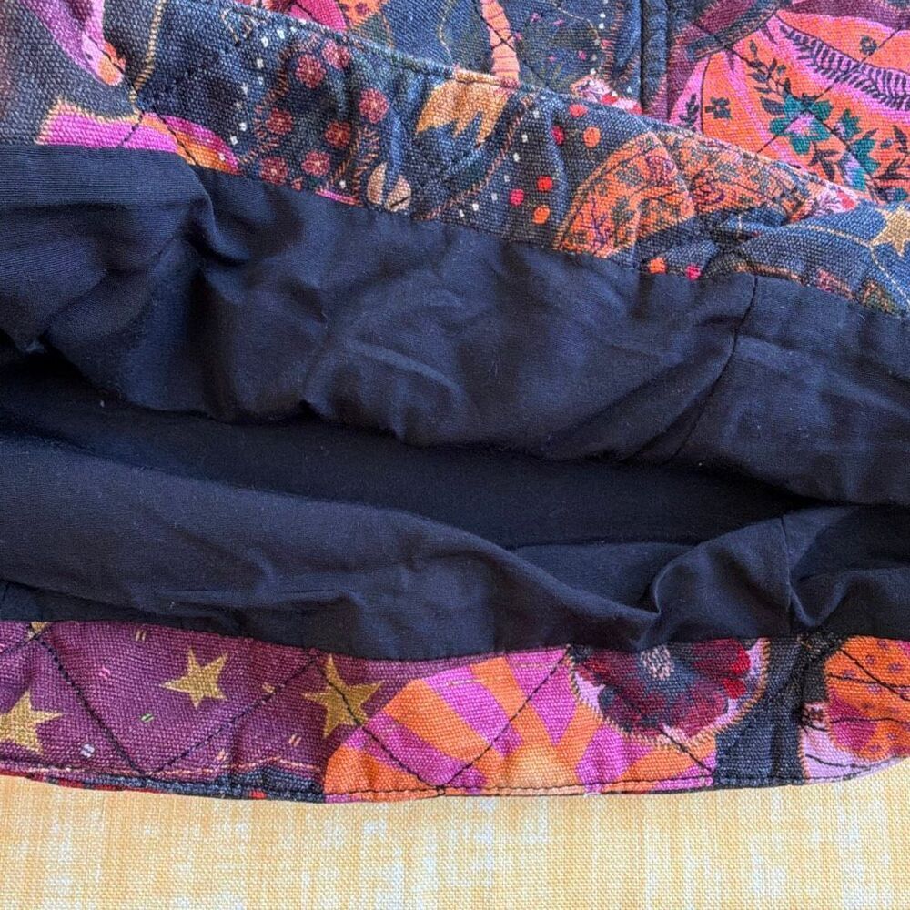 Farm Rio Anthropologie XS Quilted Mini Skirt Purple Orange Tigers - Picture 8 of 8